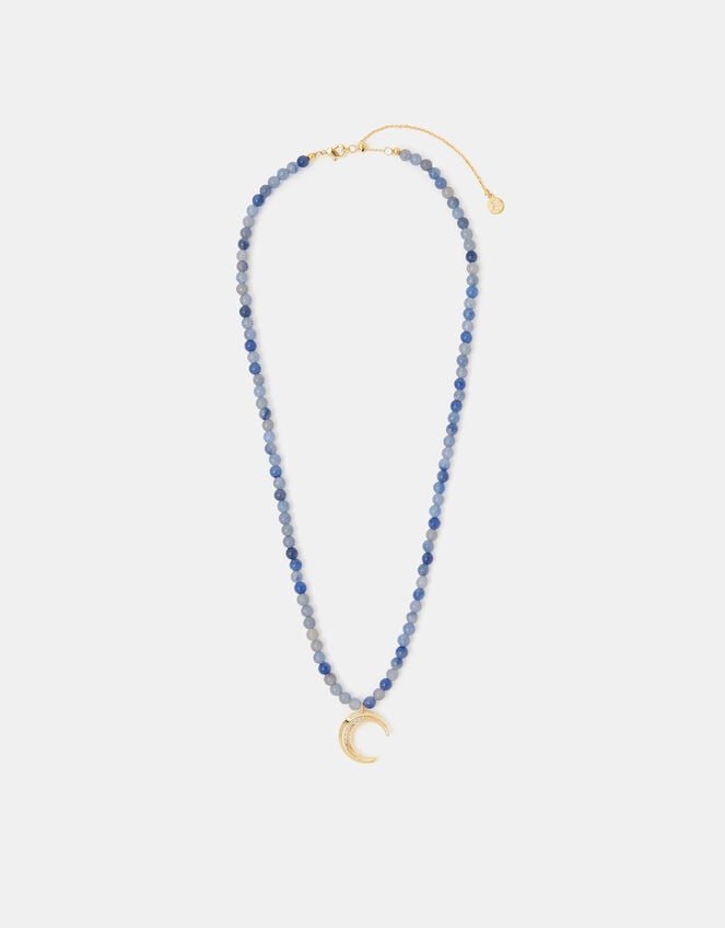 14ct Gold-Plated Bead Moon Pendant Necklace, , large
