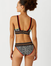 Leopard Print Elastic Trim Bikini Briefs, Black (BLACK WHITE), large