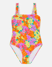 Pop Floral Print Ruffle Swimsuit, Multi (BRIGHTS-MULTI), large