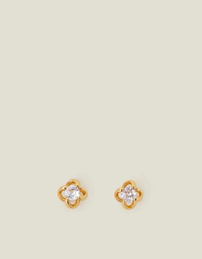 14ct Gold-Plated Rose Stud Earrings, , large