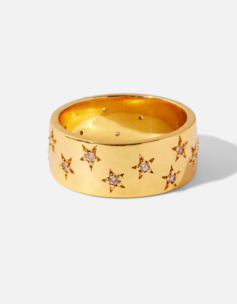 Gold-Plated Star Set Chunky Ring Gold, Gold (GOLD), large