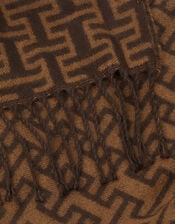 Geometric Print Blanket Scarf, , large