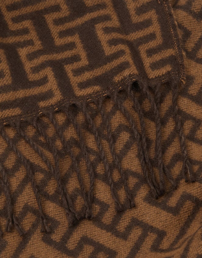 Geometric Print Blanket Scarf, , large