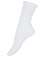 3pk Basic Bamboo Ankle Socks, White (WHITE), large