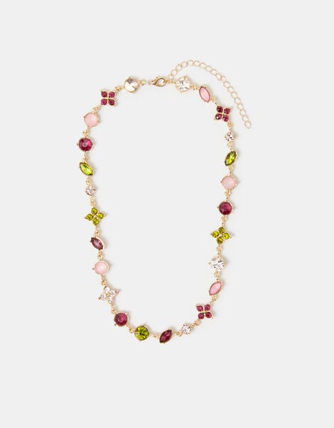 Eclectic Clover Gemstone Necklace, , large