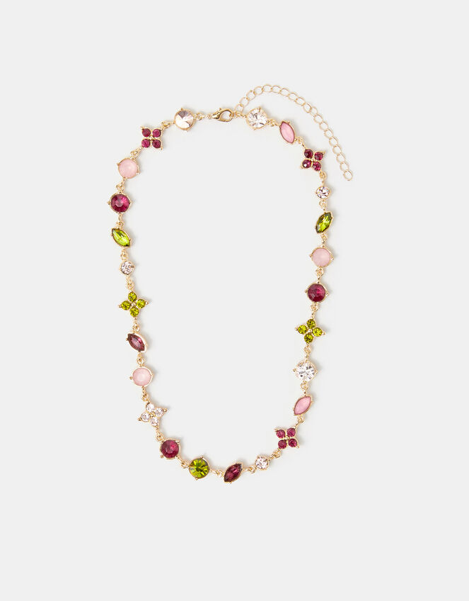 Eclectic Clover Gemstone Necklace, , large