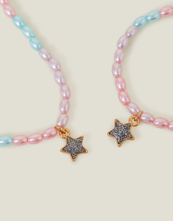 Girls Star Pendant Pearl Necklace and Bracelet Set, , large