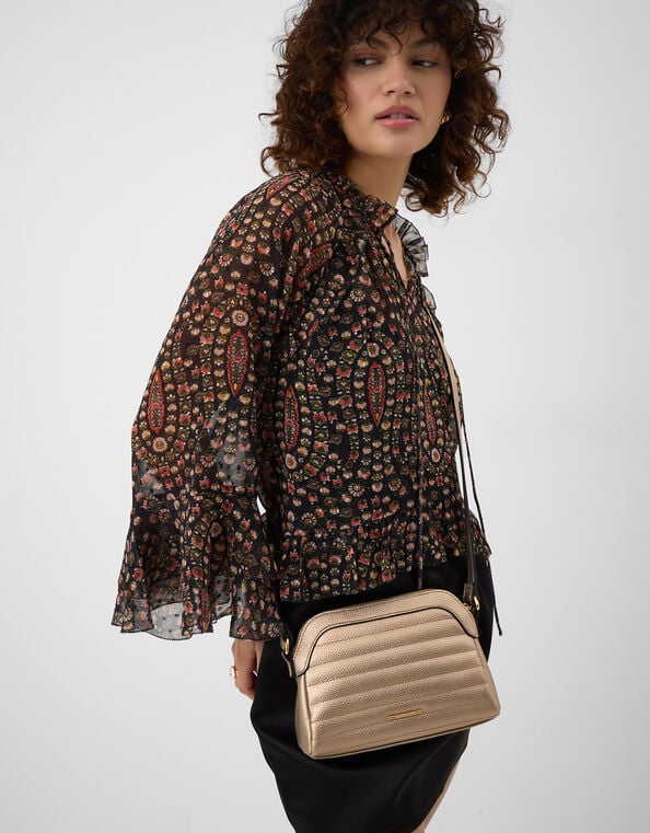 Quilted Crossbody Bag, Gold (GOLD), large