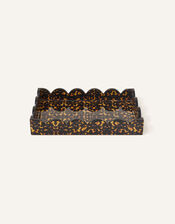 Tortoiseshell Medium Wooden Tray with Scalloped Edge, , large