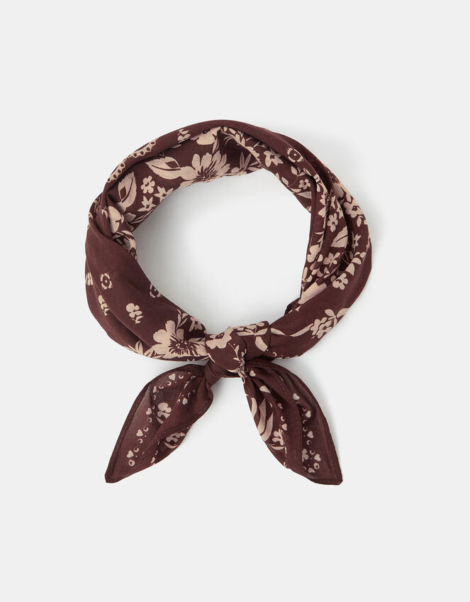 Small Floral Cotton Square Scarf, , large