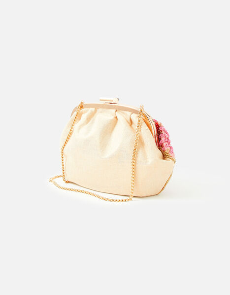 Embellished 3D Flower Clutch Bag, , large