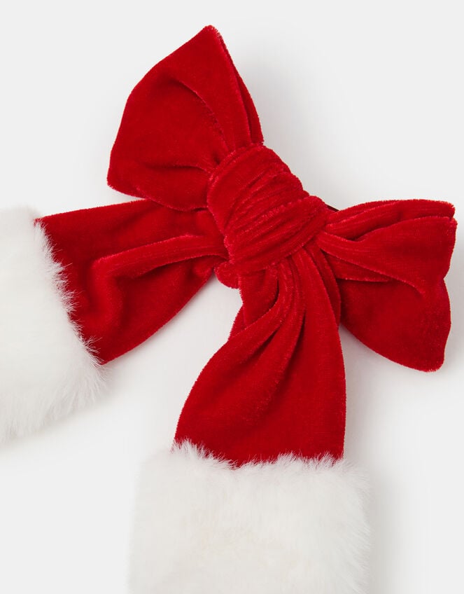 Christmas Santa Bow Barrette Hair Clip, , large