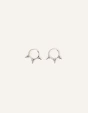 Sterling Silver Spiked Hoop Earrings, , large