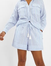 Stripe Drawstring Shorts, Blue (BLUE), large