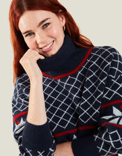 Snowflake Knit Jumper, Grey (GREY), large
