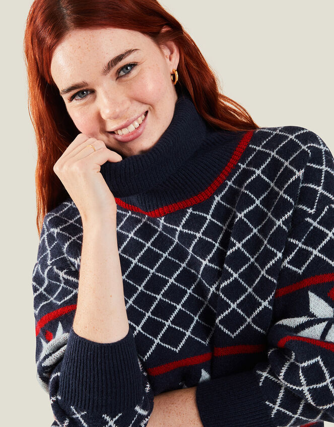 Snowflake Knit Jumper, Grey (GREY), large