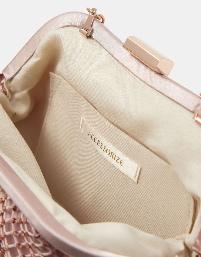 Sequin Clip Frame Clutch, Pink (PALE PINK), large