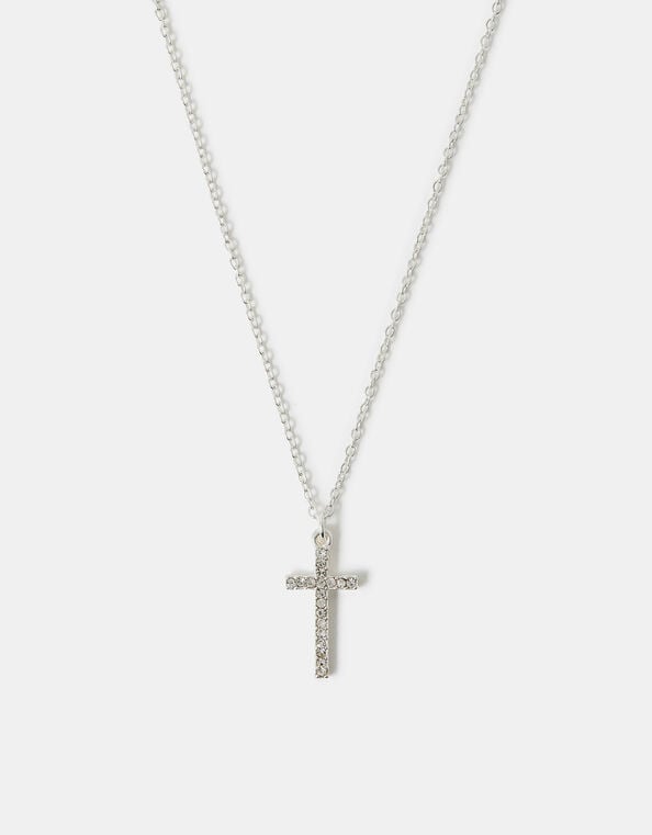 Pavé Cross Pendant Necklace, , large