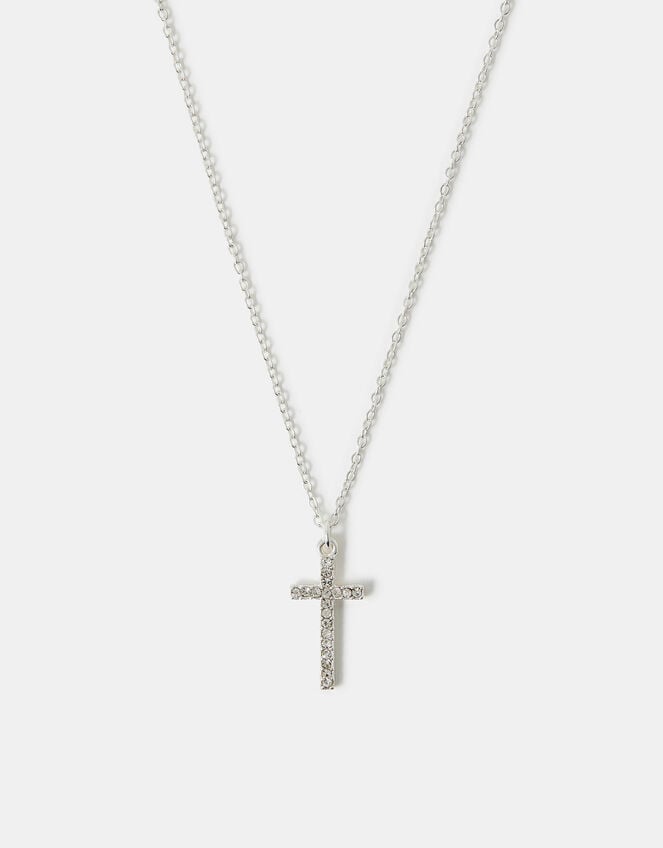 Pavé Cross Pendant Necklace, , large