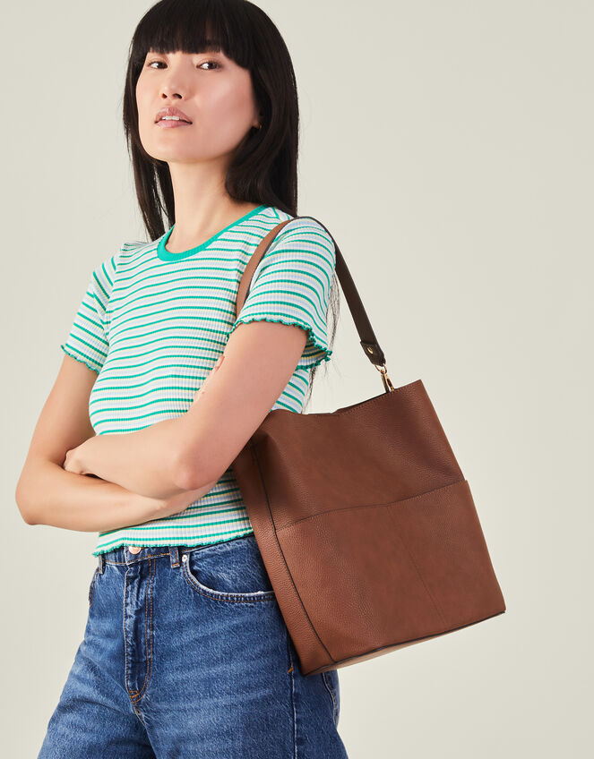 Bucket Shoulder Bag, Tan (TAN), large