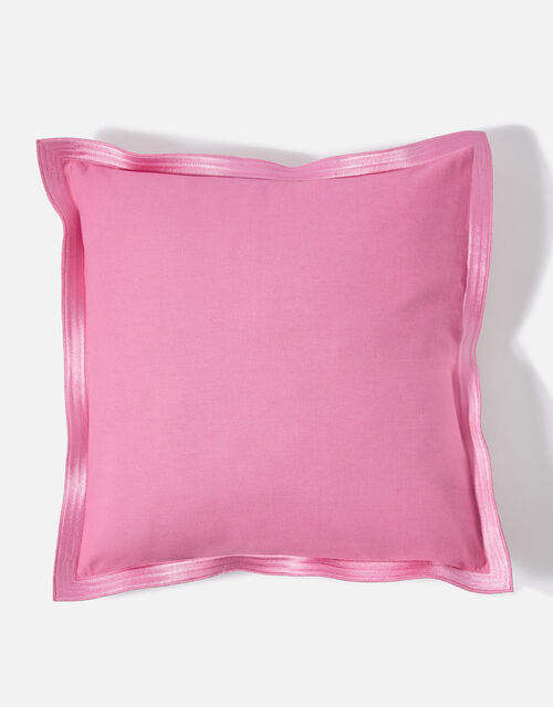 Embroidered Wide Edge Cushion Cover, Pink (PINK), large