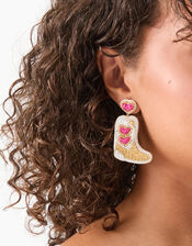 Beaded Cowboy Boot Drop Earrings, , large