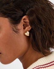 Puffy Heart Stud Earrings, , large