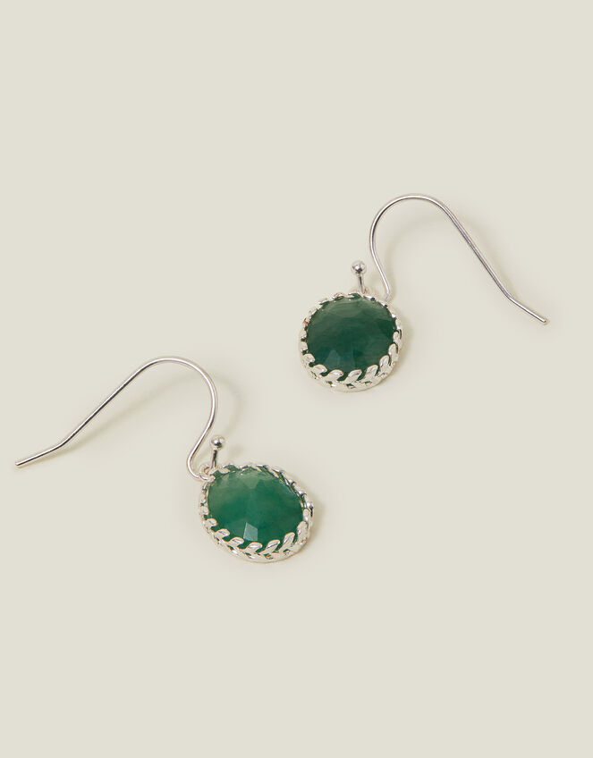 Sterling Silver-Plated Amazonite Stone Drop Earrings, , large