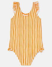 Girls Butterfly Embellished Stripe Swimsuit, Yellow (YELLOW), large
