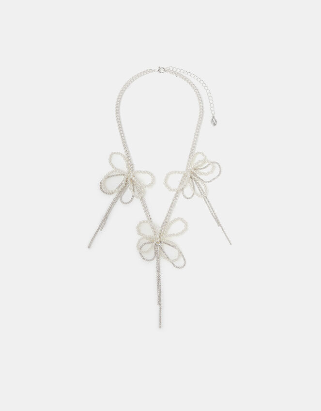 Bow Pearl Chain Necklace, , large