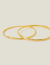 2-Pack 14ct Gold-Plated Molten Bangle, , large