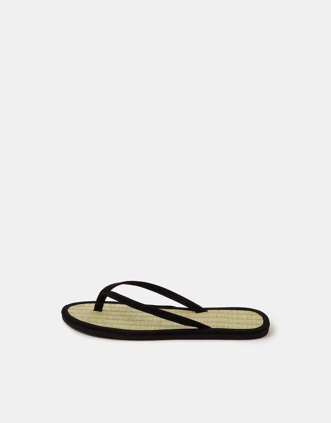 Plain Seagrass Flip Flops, Black (BLACK), large
