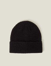 Embroidered Heart Beanie Hat, Black (BLACK), large
