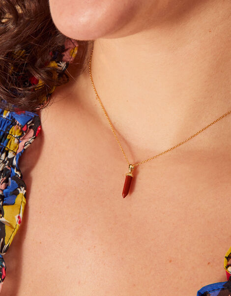 14ct Gold-Plated Jasper Shard Pendant Necklace, , large
