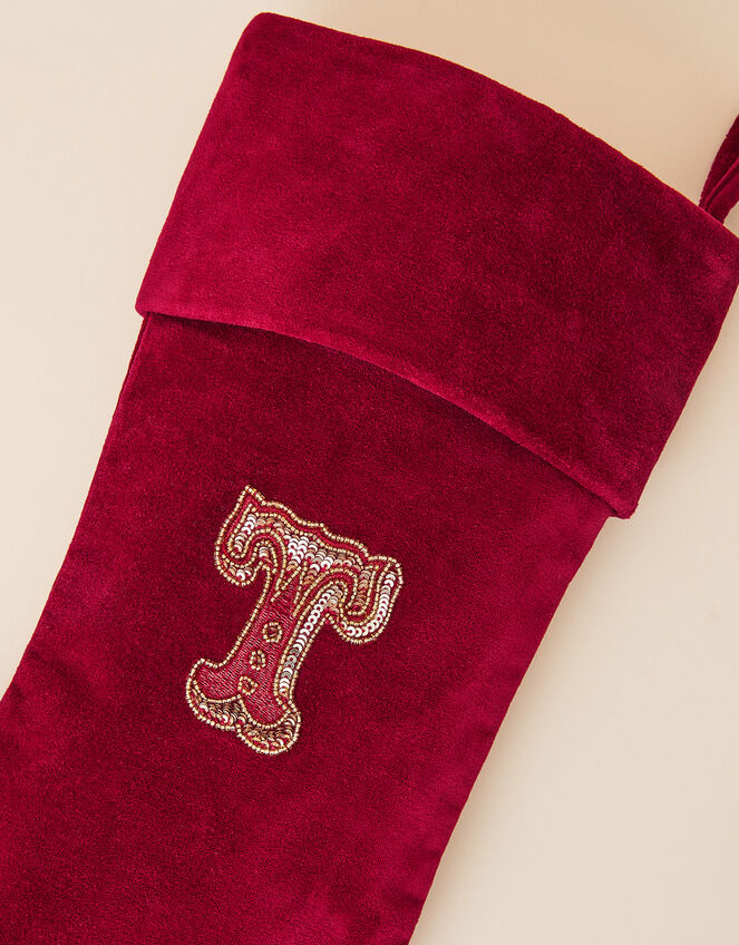 Embroidered Initial T Stocking, , large