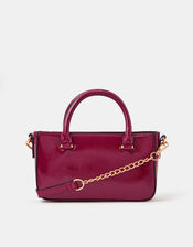 Patent Crossbody Handbag, Red (BURGUNDY), large