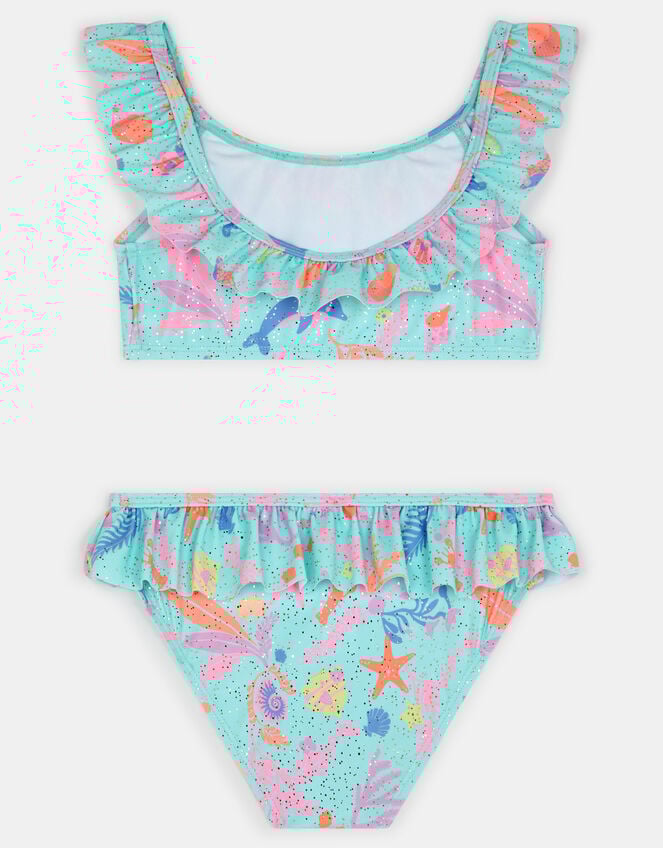 Girls Sparkle Sealife Frill Bikini Set, Multi (PASTEL MULTI), large