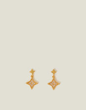 14ct Gold-Plated Diamante Star Drop Earrings, , large