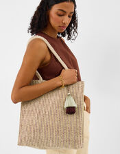 Stripe Woven Beach Bag, , large