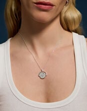 Sterling Silver-Plated Coin Spinner Pendant Necklace, , large