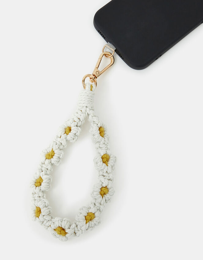Macrame Daisy Phone Wrist Strap, , large