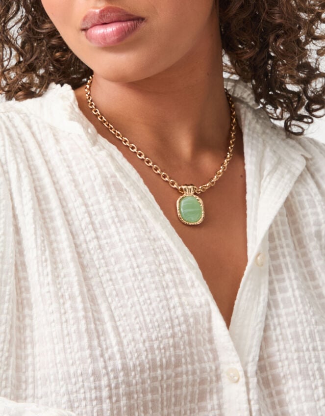 Resin Stone Pendant Necklace, , large