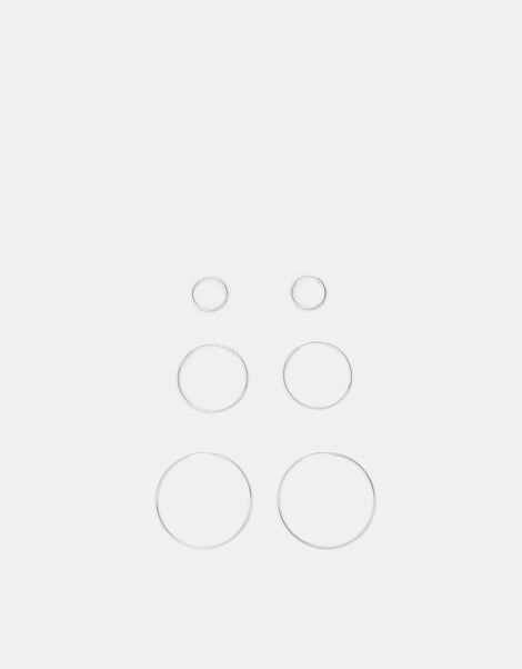 3-Pack Sterling Silver Hoop Earrings, , large