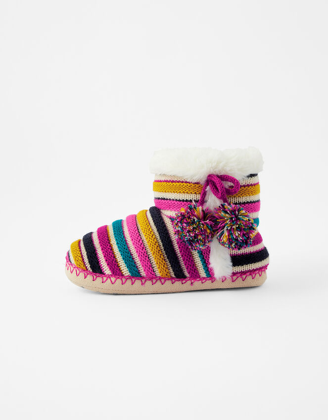 Girls Stripe Slipper Boots, Multi (BRIGHTS-MULTI), large