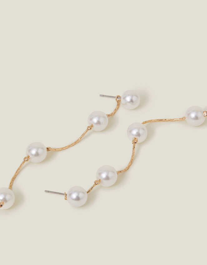 Pearl Station Long Drop Earrings, , large