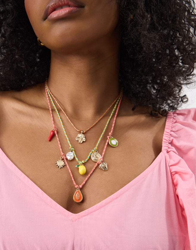 3-Pack Charm Cord Necklaces, , large