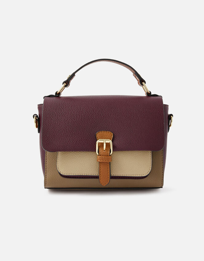 Colourblock Satchel Cross-Body Bag, , large