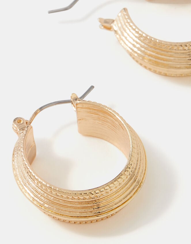 Mini Ridge Hoop Earrings, , large