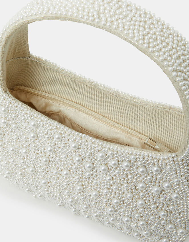 Mini Hand-Beaded Pearl Handbag, , large