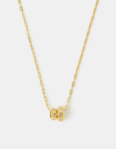 Stainless Steel Double Bead Pendant Necklace, , large